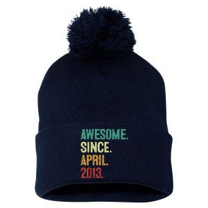 10 Years Old Awesome Since April 2013 10th Birthday Pom Pom 12in Knit Beanie