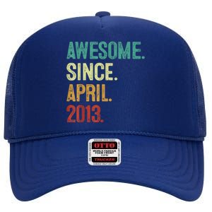 10 Years Old Awesome Since April 2013 10th Birthday High Crown Mesh Back Trucker Hat