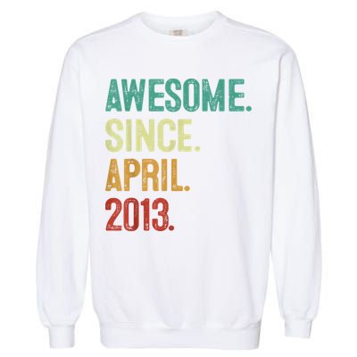 10 Years Old Awesome Since April 2013 10th Birthday Garment-Dyed Sweatshirt