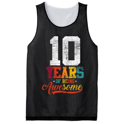 10 Years Of Being Awesome Gifts 10 Years Old 10th Birthday Mesh Reversible Basketball Jersey Tank