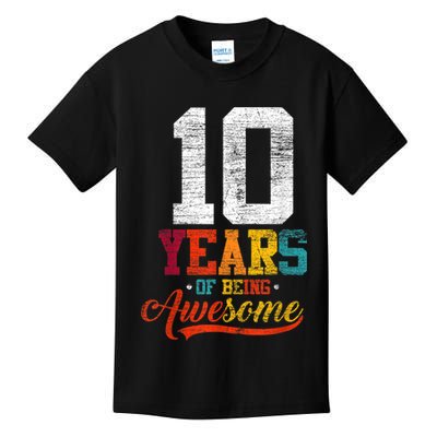 10 Years Of Being Awesome Gifts 10 Years Old 10th Birthday Kids T-Shirt