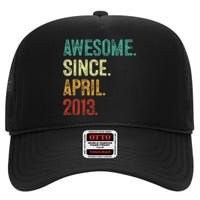 10 Years Old Awesome Since April 2013 10th Birthday High Crown Mesh Back Trucker Hat