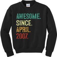 16 Years Old Awesome Since April 2007 16th Birthday Kids Sweatshirt