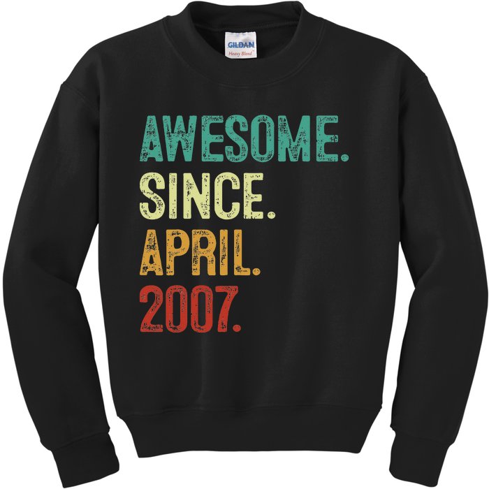 16 Years Old Awesome Since April 2007 16th Birthday Kids Sweatshirt