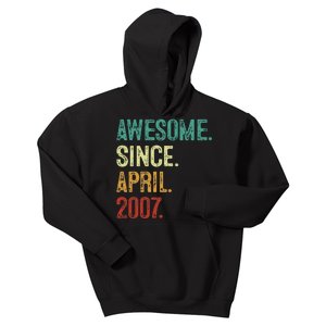 16 Years Old Awesome Since April 2007 16th Birthday Kids Hoodie