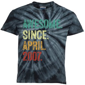 16 Years Old Awesome Since April 2007 16th Birthday Kids Tie-Dye T-Shirt