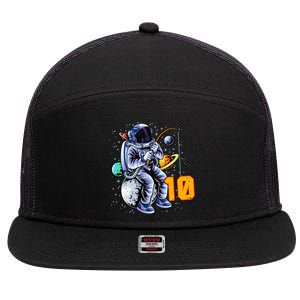 10 Years Old Birthday Astronaut Gifts Space 10th B-Day 7 Panel Mesh Trucker Snapback Hat