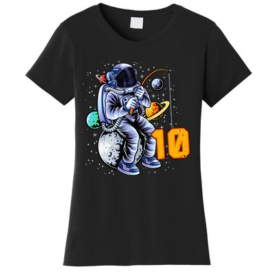 10 Years Old Birthday Astronaut Gifts Space 10th B-Day Women's T-Shirt