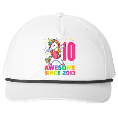 10 Year Old Unicorn Dabbing 10th Birthday Girl Unicorn Party Snapback Five-Panel Rope Hat