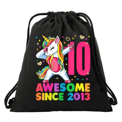 10 Year Old Unicorn Dabbing 10th Birthday Girl Unicorn Party Drawstring Bag