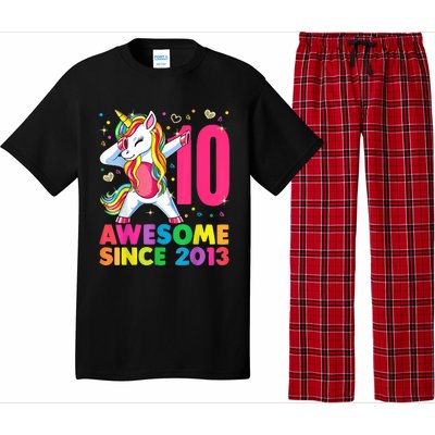 10 Year Old Unicorn Dabbing 10th Birthday Girl Unicorn Party Pajama Set