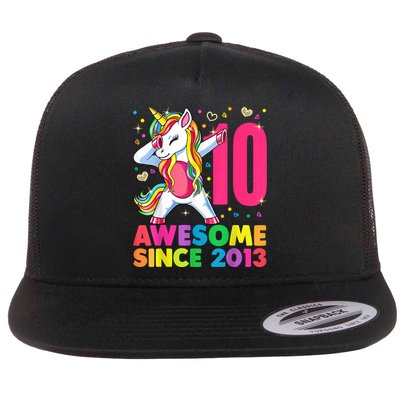 10 Year Old Unicorn Dabbing 10th Birthday Girl Unicorn Party Flatbill Hat