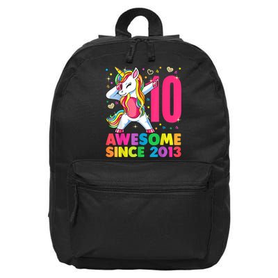 10 Year Old Unicorn Dabbing 10th Birthday Girl Unicorn Party 16 in Basic Backpack