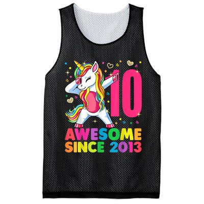 10 Year Old Unicorn Dabbing 10th Birthday Girl Unicorn Party Mesh Reversible Basketball Jersey Tank