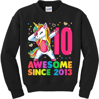 10 Year Old Unicorn Dabbing 10th Birthday Girl Unicorn Party Kids Sweatshirt