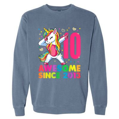 10 Year Old Unicorn Dabbing 10th Birthday Girl Unicorn Party Garment-Dyed Sweatshirt