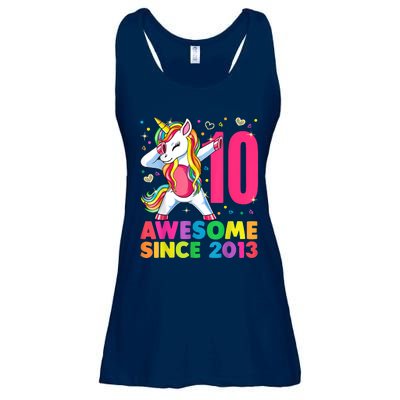 10 Year Old Unicorn Dabbing 10th Birthday Girl Unicorn Party Ladies Essential Flowy Tank