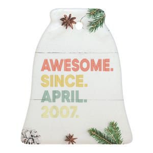 16 Year Old Awesome Since April 2007 16th Birthday Ceramic Bell Ornament