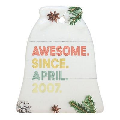 16 Year Old Awesome Since April 2007 16th Birthday Ceramic Bell Ornament