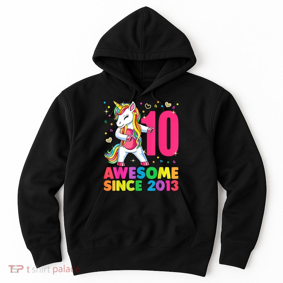 10 Years Old Unicorn Flossing 10th Birthday Girl Party Hoodie