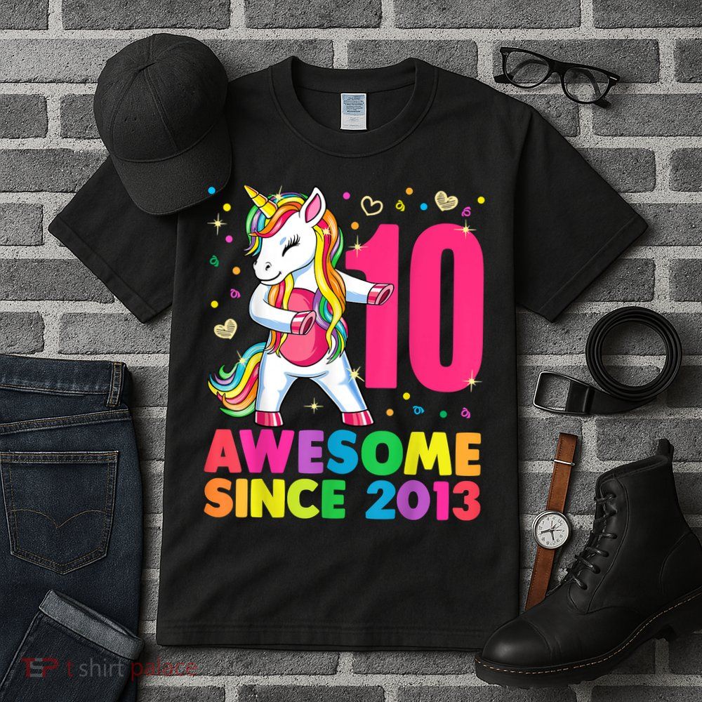 10 Years Old Unicorn Flossing 10th Birthday Girl Party Tall T-Shirt