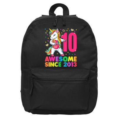 10 Years Old Unicorn Flossing 10th Birthday Girl Party 16 in Basic Backpack