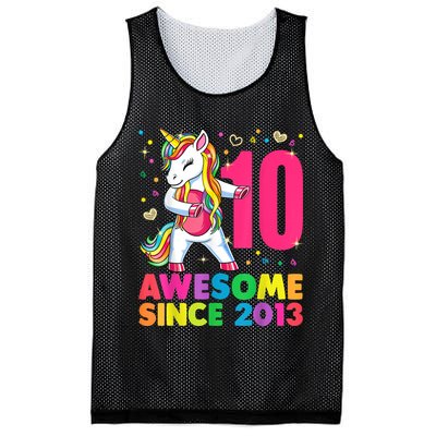 10 Years Old Unicorn Flossing 10th Birthday Girl Party Mesh Reversible Basketball Jersey Tank