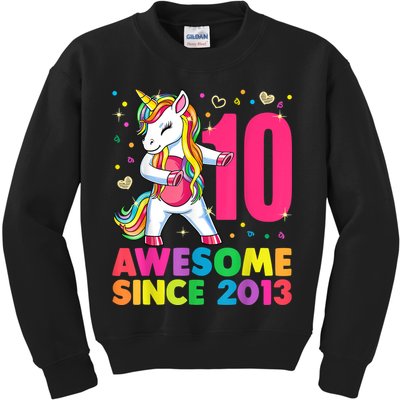 10 Years Old Unicorn Flossing 10th Birthday Girl Party Kids Sweatshirt
