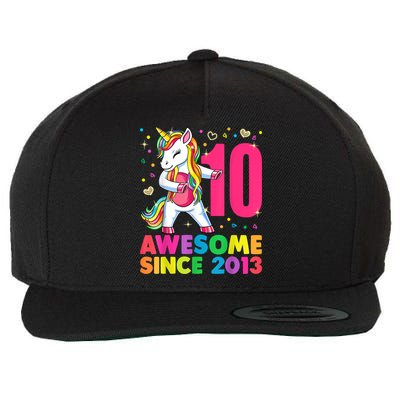 10 Years Old Unicorn Flossing 10th Birthday Girl Party Wool Snapback Cap