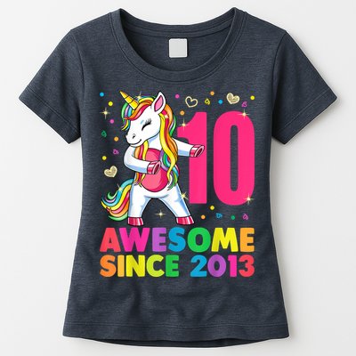 10 Years Old Unicorn Flossing 10th Birthday Girl Party Womens T-Shirt