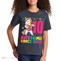 10 Years Old Unicorn Flossing 10th Birthday Girl Party Kids T-Shirt