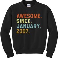 16 Years Old Awesome Since January 2007 16th 16 Birthday Kids Sweatshirt