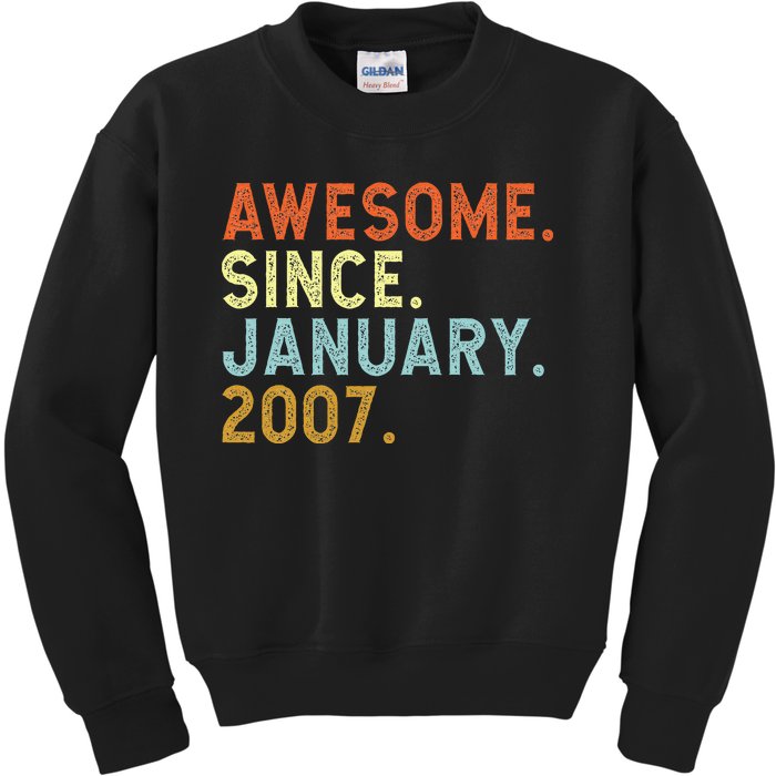 16 Years Old Awesome Since January 2007 16th 16 Birthday Kids Sweatshirt