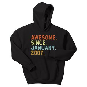 16 Years Old Awesome Since January 2007 16th 16 Birthday Kids Hoodie