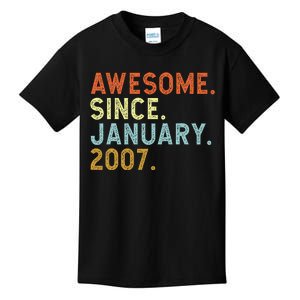 16 Years Old Awesome Since January 2007 16th 16 Birthday Kids T-Shirt