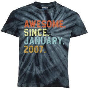 16 Years Old Awesome Since January 2007 16th 16 Birthday Kids Tie-Dye T-Shirt