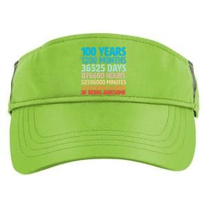 100 Years Of Being Awesome 100th Birthday Time Breakdown Adult Drive Performance Visor