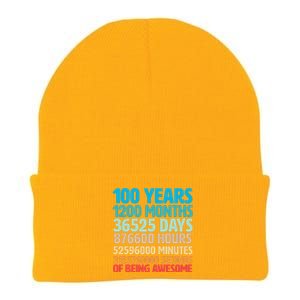 100 Years Of Being Awesome 100th Birthday Time Breakdown Knit Cap Winter Beanie