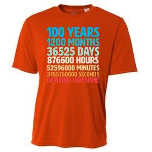 100 Years Of Being Awesome 100th Birthday Time Breakdown Cooling Performance Crew T-Shirt