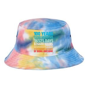 100 Years Of Being Awesome 100th Birthday Time Breakdown Tie Dye Newport Bucket Hat