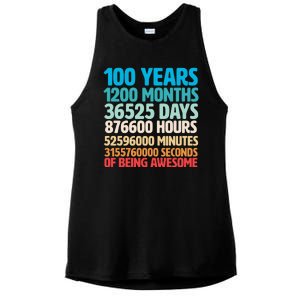 100 Years Of Being Awesome 100th Birthday Time Breakdown Ladies PosiCharge Tri-Blend Wicking Tank