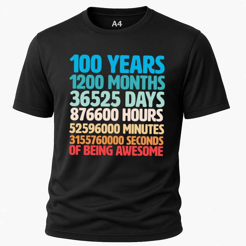100 Years Of Being Awesome 100th Birthday Time Breakdown Performance Shirt