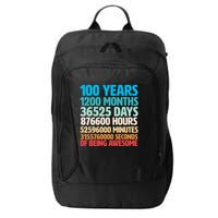 100 Years Of Being Awesome 100th Birthday Time Breakdown City Backpack