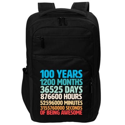 100 Years Of Being Awesome 100th Birthday Time Breakdown Impact Tech Backpack