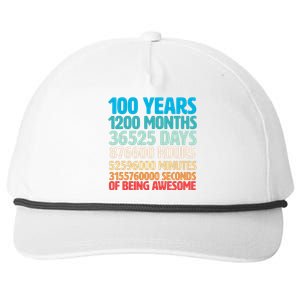 100 Years Of Being Awesome 100th Birthday Time Breakdown Snapback Five-Panel Rope Hat