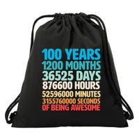 100 Years Of Being Awesome 100th Birthday Time Breakdown Drawstring Bag