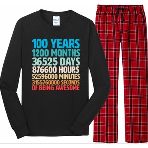 100 Years Of Being Awesome 100th Birthday Time Breakdown Long Sleeve Pajama Set