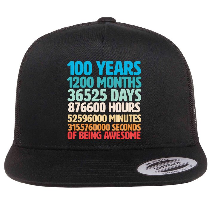 100 Years Of Being Awesome 100th Birthday Time Breakdown Flatbill Hat