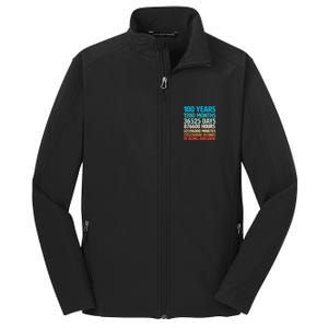 100 Years Of Being Awesome 100th Birthday Time Breakdown Core Soft Shell Jacket