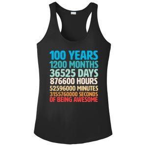 100 Years Of Being Awesome 100th Birthday Time Breakdown Ladies PosiCharge Competitor Racerback Tank